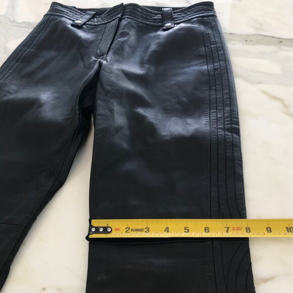 DKNY BLACK LEATHER BIKER STITCHING PANTS SIZE US 6 - Picture 13 of 16